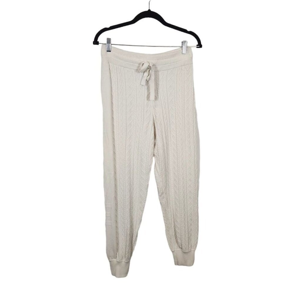 Spiritual Gangster Cable Knit Jogger Pants in Cream - Size Small‎
